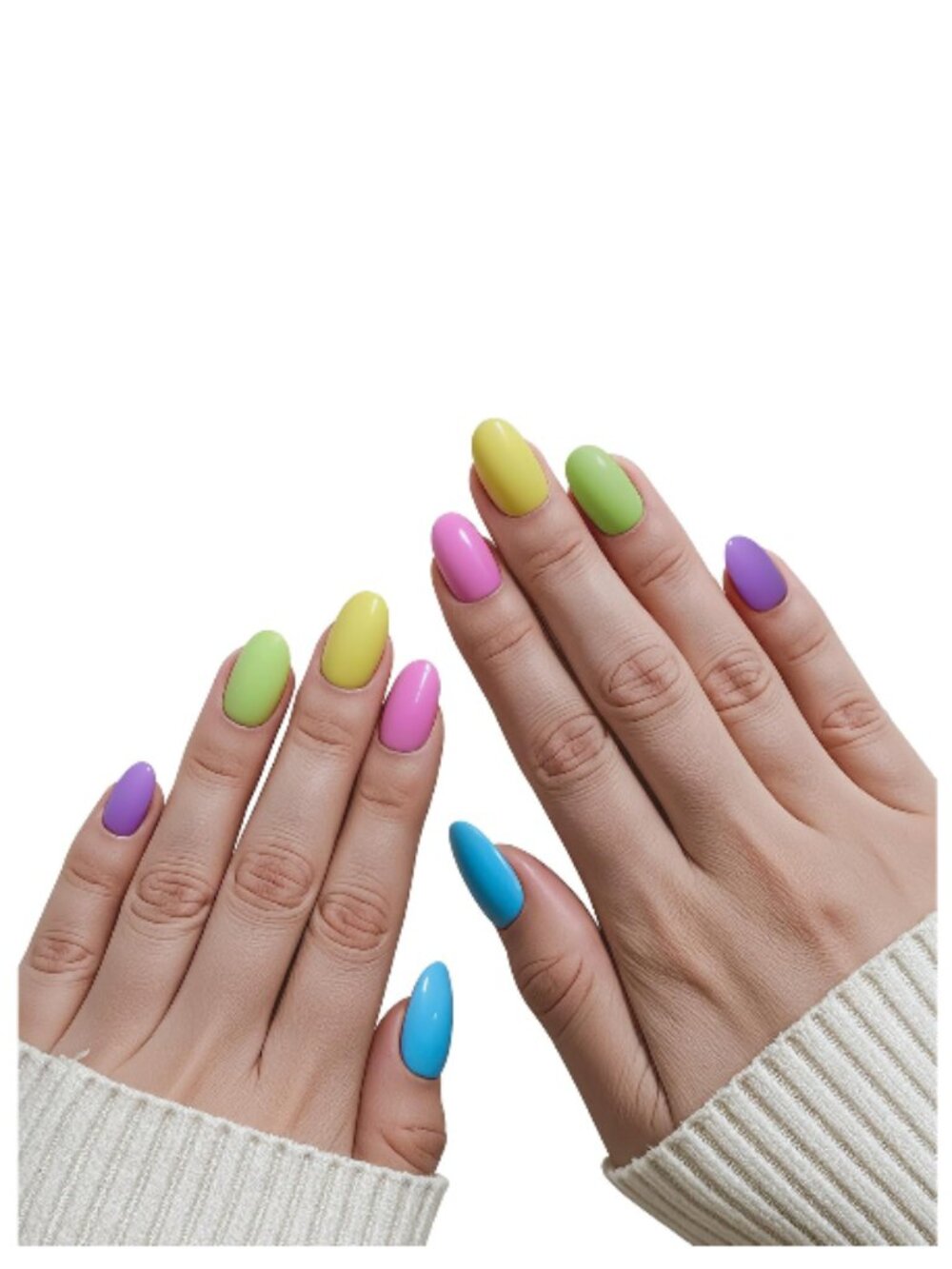 Multicolor Short Almond Press-On Nails